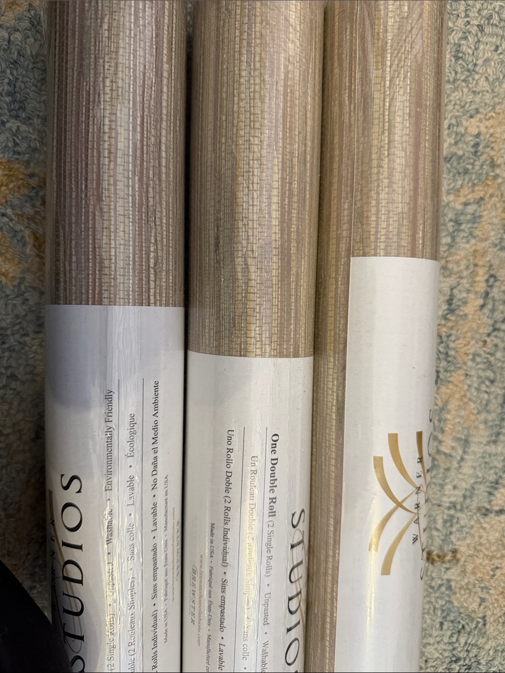 Metallic Olive-Green Textured Wall Panel - Home Wall Decor-three double rolls